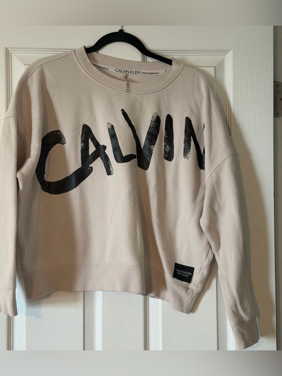 Calvin Klein Tops - Calvin Klein Cream Logo Crewneck Sweatshirt